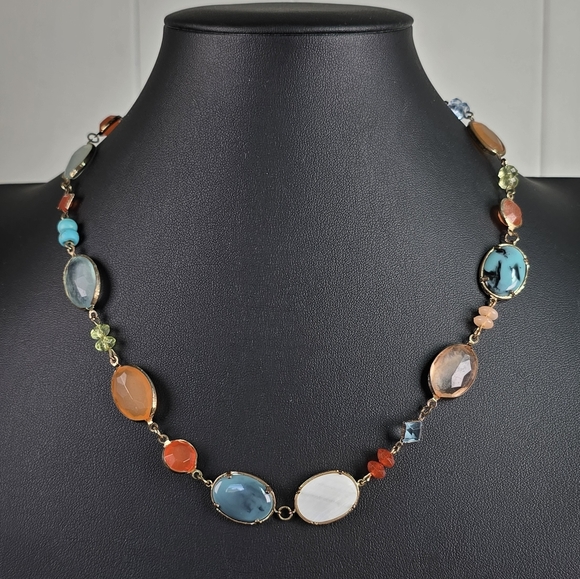 Elegant Chaps Multicolored Gemstone Necklace - Picture 3 of 3
